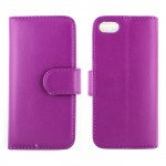 Wholesale iPhone 5 5S Simple Leather Wallet Case with Stand (Purple)